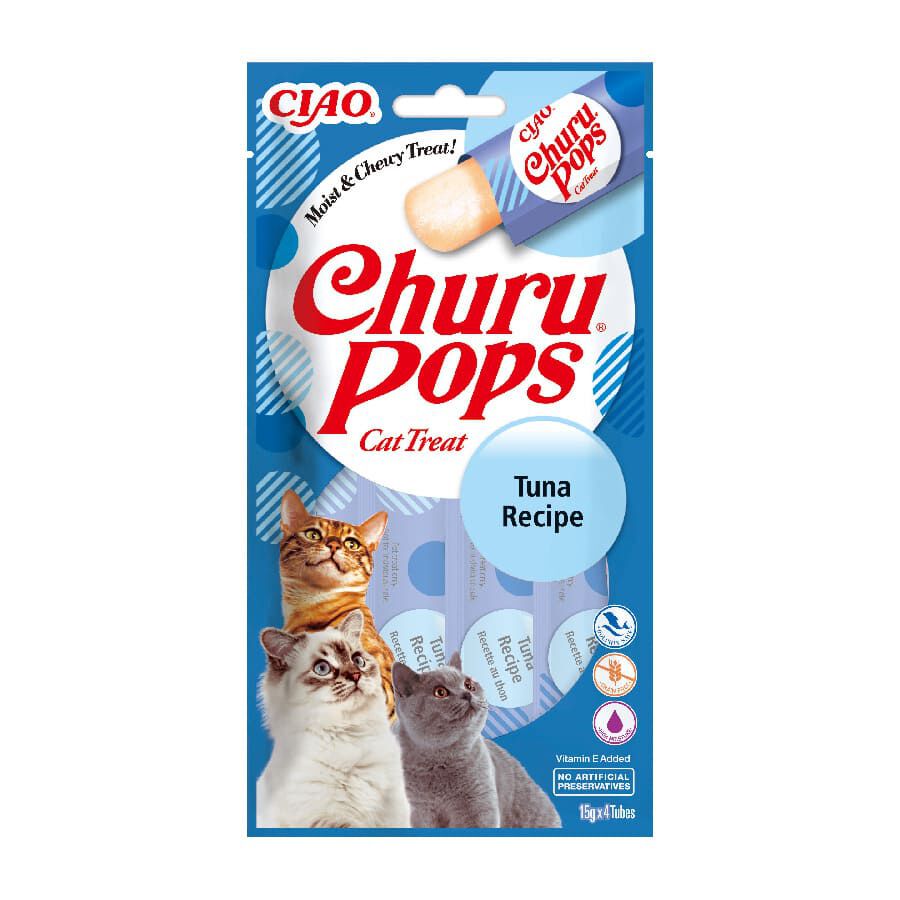 4 saquetas x 15 g Churu Sticks Pops Receita de Atum para gatos, , large Imagem n&uacute;mero 1